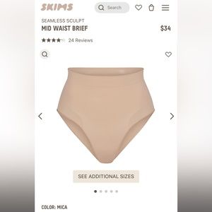 NWT. Skims. Seamless Sculpt mid Waist Brief. Color: Mica Size:‎ Large